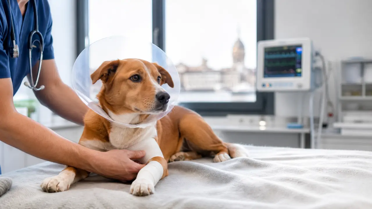 Équipements médicaux vétérinaires en acier inoxydable sur fond blanc aseptisé