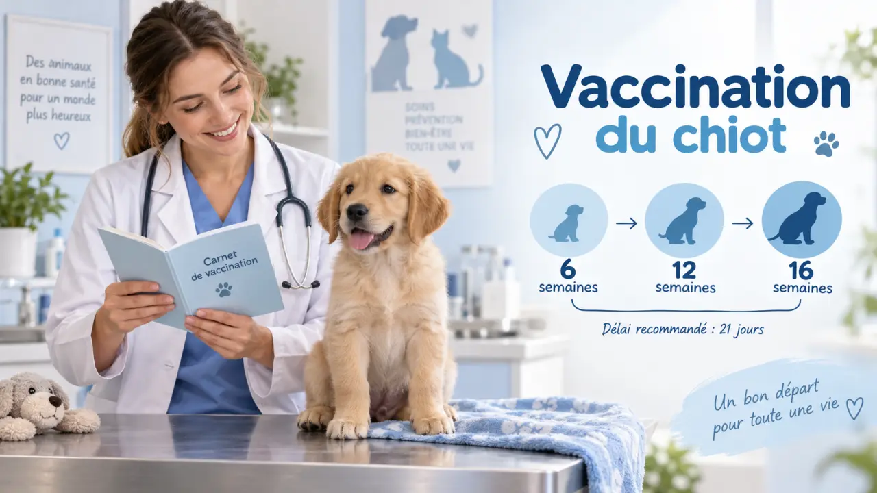 Vaccination du chiot : le calendrier 6-12-16 semaines et le délai de 21 jours