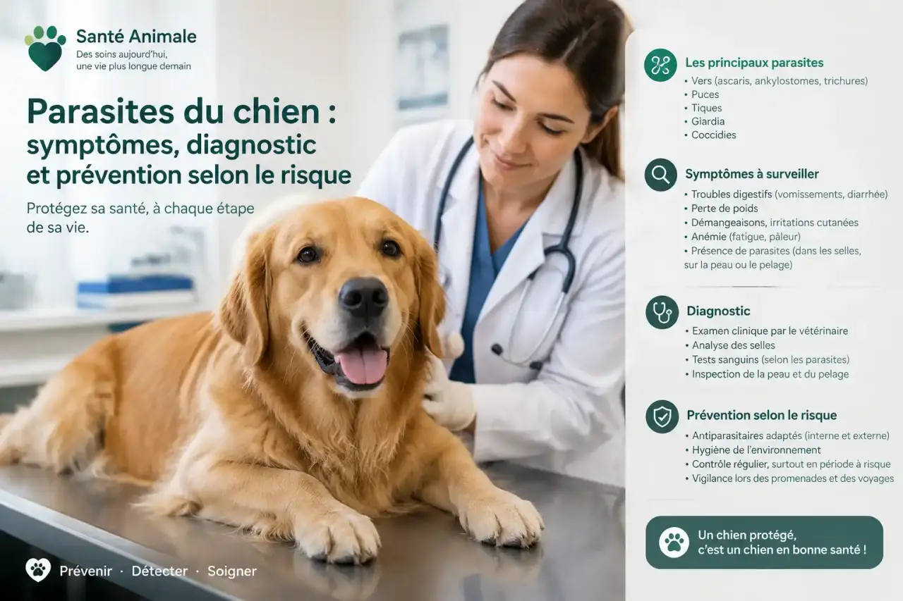 Parasites du chien : symptômes, diagnostic et prévention selon le risque