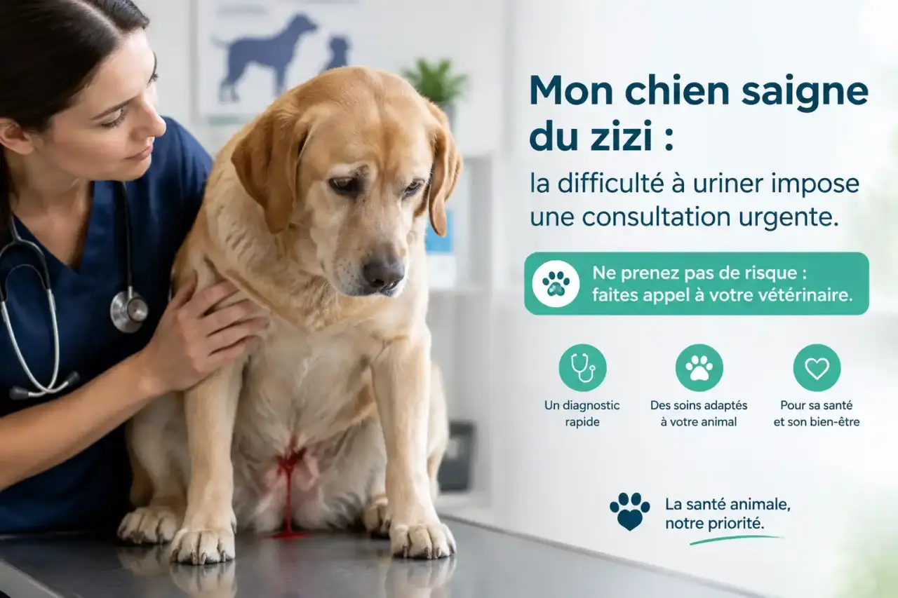 Mon chien saigne du zizi : la difficulté à uriner impose une consultation urgente